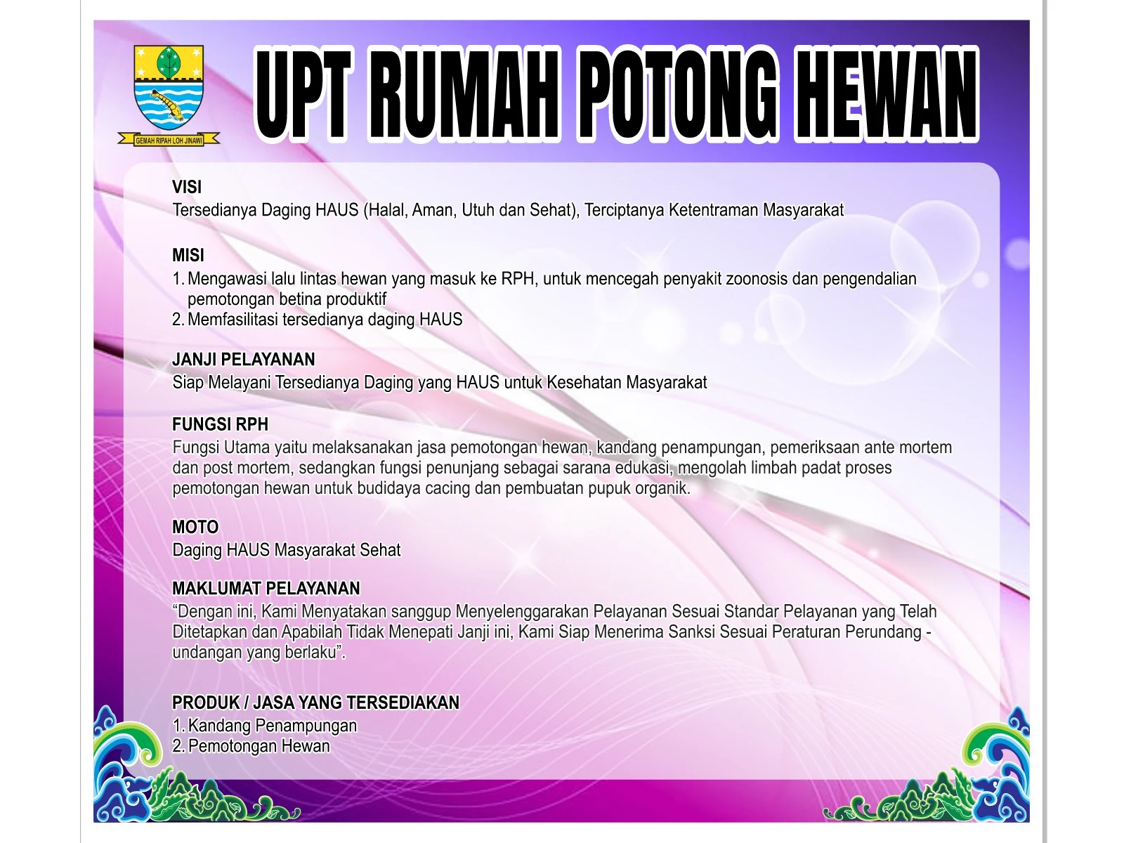 Maklumat Pelayanan UPT Rumah Potong Hewan