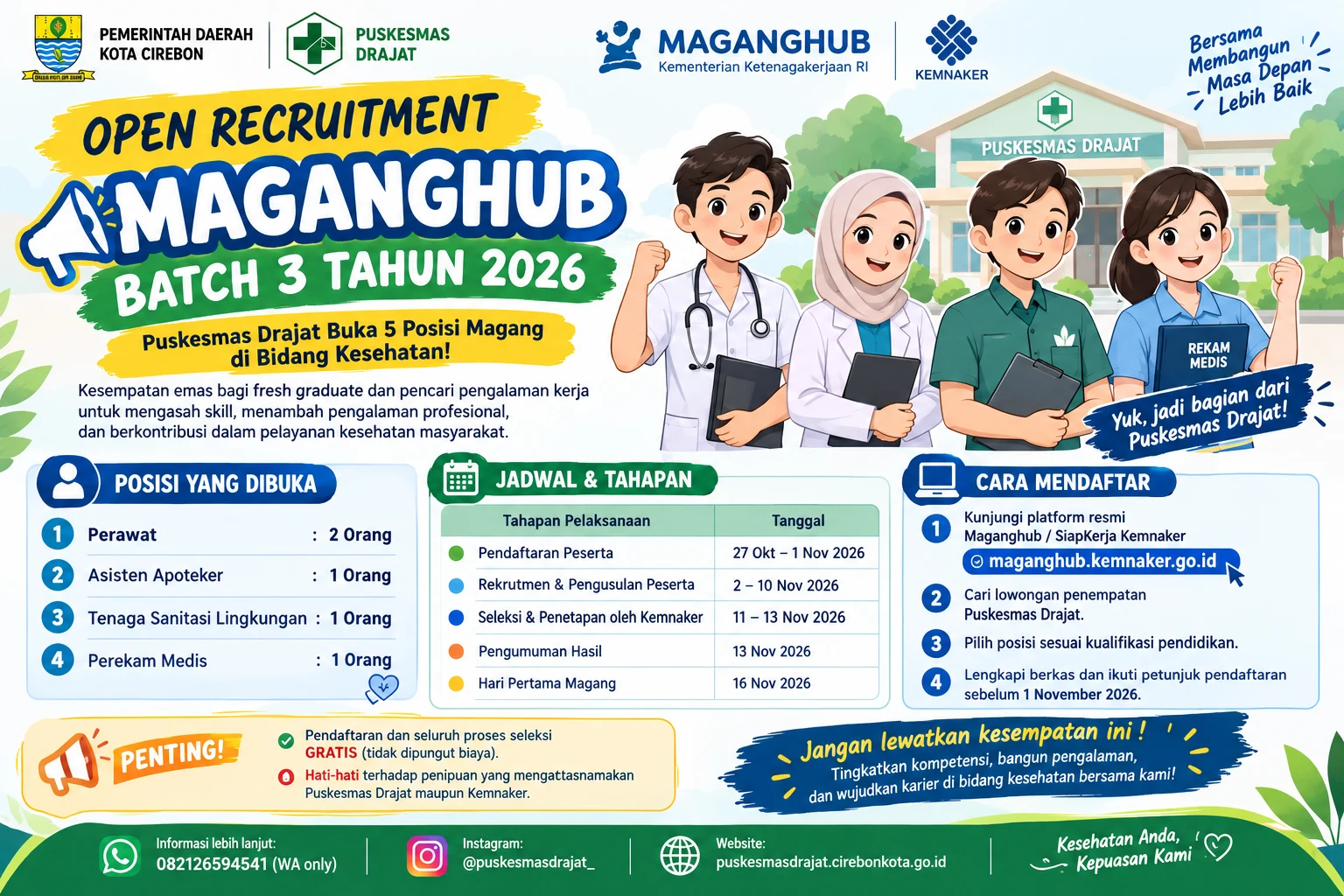 OPEN RECRUITMENT MAGANGHUB BATCH 3 TAHUN 2026 PUSKESMAS DRAJAT